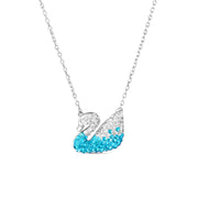 Swan Necklace Blue 925 Sterling Silver With Chain